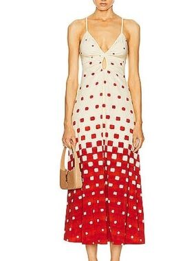 Johanna Ortiz Women’s Red Gradient Polka Dot Midi Dress